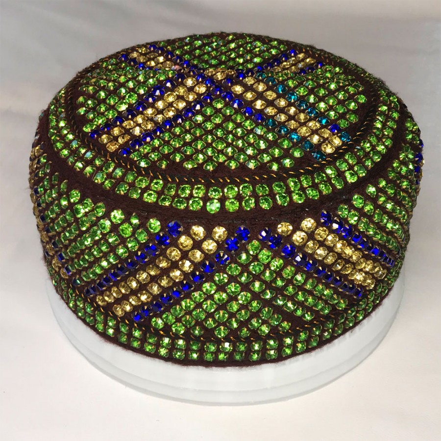 Multi Color Round Full Sindhi Nagina / Zircon Cap or Topi MKC-936